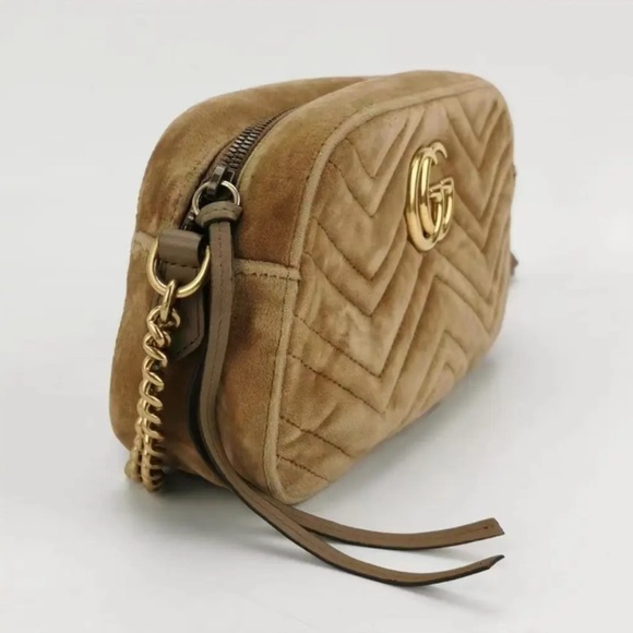 Gucci Marmont Velvet Crossbody Bag - Brown - Picture 5 of 10